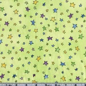  45 Wide Babys 2nd Step Stars Lime Fabric By The Yard 