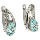   Sterling Silver 4.50 ct Natural Blue Topaz & White CZ Amazing Earrings