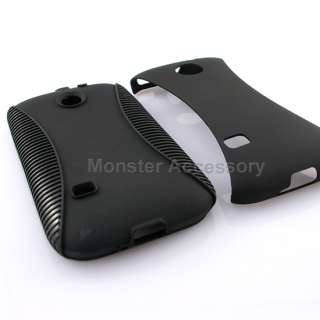 Black Dual Flex Hard Case Gel Cover For Huawei Ascend 2  