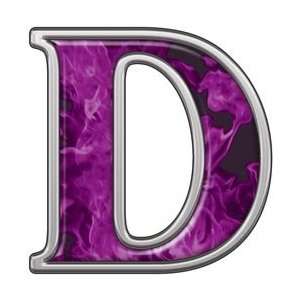 Reflective Letter D with Inferno Purple Flames   1 h   REFLECTIVE 
