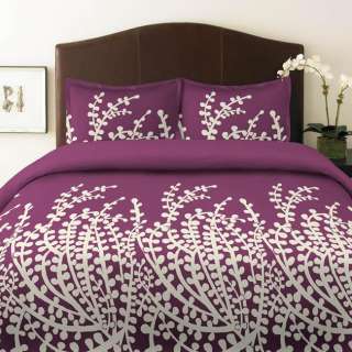 Contemporary Branches Purple Duvet Cover 3pc Set KING  