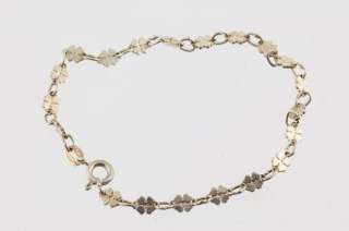 Sterling .925 Silver Lucky Irish Four Leaf Clover Link Bracelet (Italy 