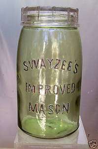 Great Olive Green Fruit Jar Swayzees Improved Mason  