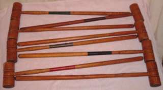 Antique 8 Player Croquet Set in Dovetail Box Well Made  