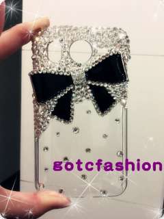   Crystal Black Hello Kitty Bow Flower Clear Protector Back Case  