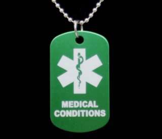 PERSONALIZED MEDICAL ID DOG TAG FREE ALERT ENGRAVING  
