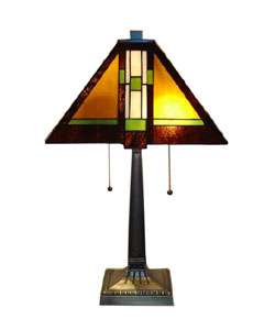 Tiffany style Mission Aztec Table Lamp  