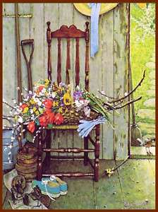 Norman Rockwell Spring Flowers 1969 / 1978 Litho  