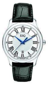 ESQ by Movado Mens White Dial Black Leather Strap Watch 07301367 