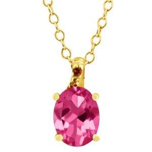  1.61 Ct Oval Pink Mystic Topaz and Cognac Red Diamond 18k 