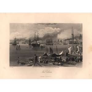   Antique Engraving of Wauds City of New Orleans by D. G. Thompson