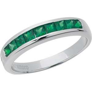  Nine Stone Emerald Ring in 18kt White Gold Amoro Jewelry