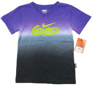 NIKE 6.0 Purple & Gray V neck Tee Shirt Boys 6 NWT $26  