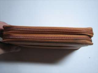 NEW 2 ZIPPERS AROUND COW HIDE LEATHER CHECKBOOK WALLET  