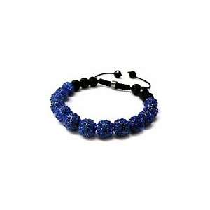  Shamballa Inspired Style Black Onyx and Blue Crystal Ball Bracelet 