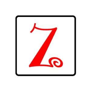  Letter Initial Z   Red Black   Window Bumper Laptop Sticker 