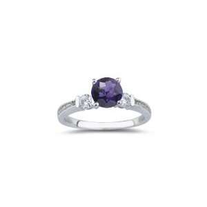  0.34 Cts Diamond & 0.85 Cts Amethyst Ring in 18K White 