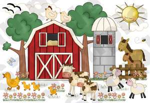 FARM BARNYARD COW HORSE DUCK CHICKEN SHEEP NURSERY WALL MURAL STICKERS 