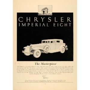  1931 Ad Antique Chrysler Imperial Eight Masterpiece 
