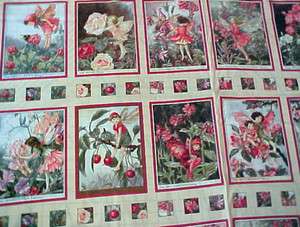 Blossom Flower Fairies Quilt Fabric Panel Rose Pink Cherry Red Cicely 
