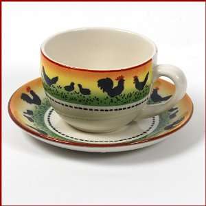  Rooster Matines Collection, Tea Cup and Saucer Kitchen 