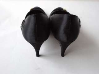 VTG 80s Black Satin Shoes By Sean and Lori Sz 7  