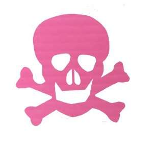  Skull and Crossbones Pink Vinyl Window Decal Automotive
