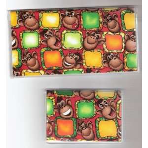  Checkbook Cover Debit Set Made with Happy Monkey Faces 