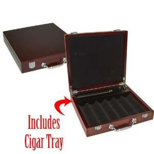  Cigar Tray Poker Chip Case   300 Capacity Sports 