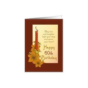    Happy 60th Birthday Tiger Lily Red Candle Card Toys & Games