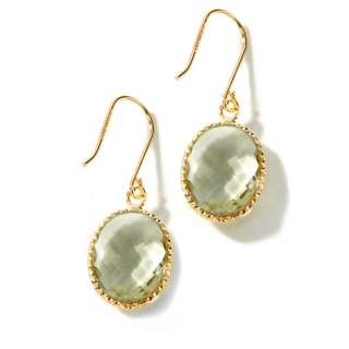 Technibond Faceted Prasiolite Earrings 14K Gold Clad Silver 16ct 