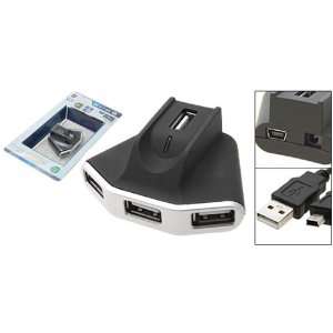    Indicator Light Black Box 4 Ports USB 2.0 Hub w Cable Electronics