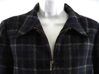 HARRIS/WALLACE Blk Gray Plaid Zip Up Jacket Coat Sz S  