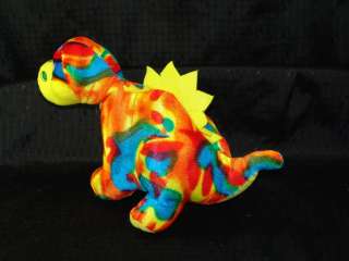 Psychedelic Tie Dye Rainbow Color Plush Dragon Dinosaur  