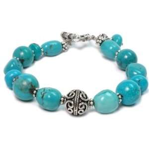    Turquoise and Silver Bali Bead Bracelet Arts, Crafts & Sewing