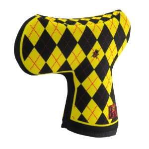  Womens Sunshine Yellow Argyle Blade Putter Cover by BeeJo 