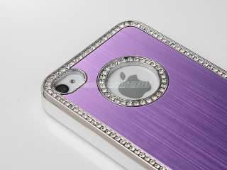 Purple Deluxe Bling Rhinestone Chrome Hard Case Cover F Verizon Sprint 