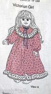 Cranston Simplicity 18 doll dress fabric panel nightie  