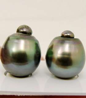 TWO ENORMOUS Tahitian Cultured Pearls   18.4 x 14.5mm  