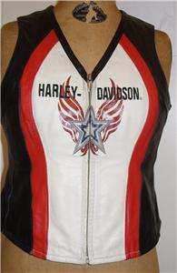 Harley Davidson Leather Vest Rapid City Red White Black Large or 1W 