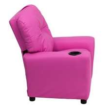 Flash Chair Kids Recliner Hot Pink Vinyl w/ Cup Holder  