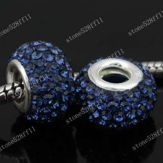 Colors Crystal Swarovski Silver European Spacer Loose Beads Fit Charm 