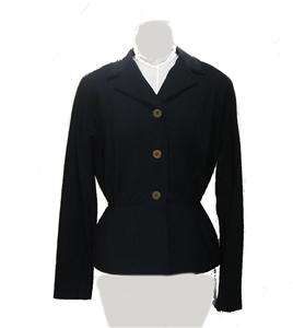 Vintage 1940s Film Noir Navy Blue long Sleeved Jacket with Peplum Med 