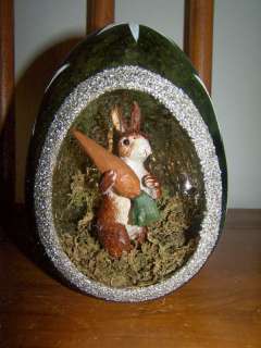 Vintage Easter Postcard Bunny Rabbit Egg Figurine  