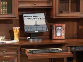   CHERRY HOME OFFICE CREDENZA AND HUTCH WOOD FURNITURE KEYBOARD DRAWER
