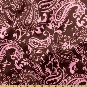   Satin Paisley Brown/Hot Pink Fabric By The Yard Arts, Crafts & Sewing