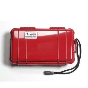  Pelican 1060 Red Micro Case with Red Lid and Carabiner 