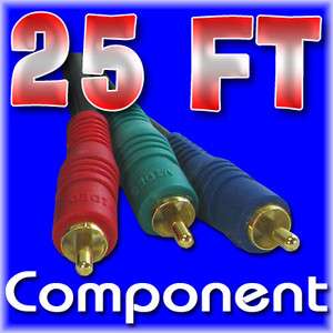 25 Ft 3 RCA RGB M M GOLD COMPONENT VIDEO CABLE 25FT HD  