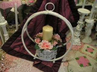 UNIQUE ROUND WHITE BASKET~Shabby~Cottage~Chic~Country  