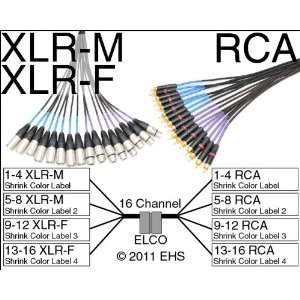  Mogami 2934 16 Ch XLR M XLR F to RCA Snake with ELCO 